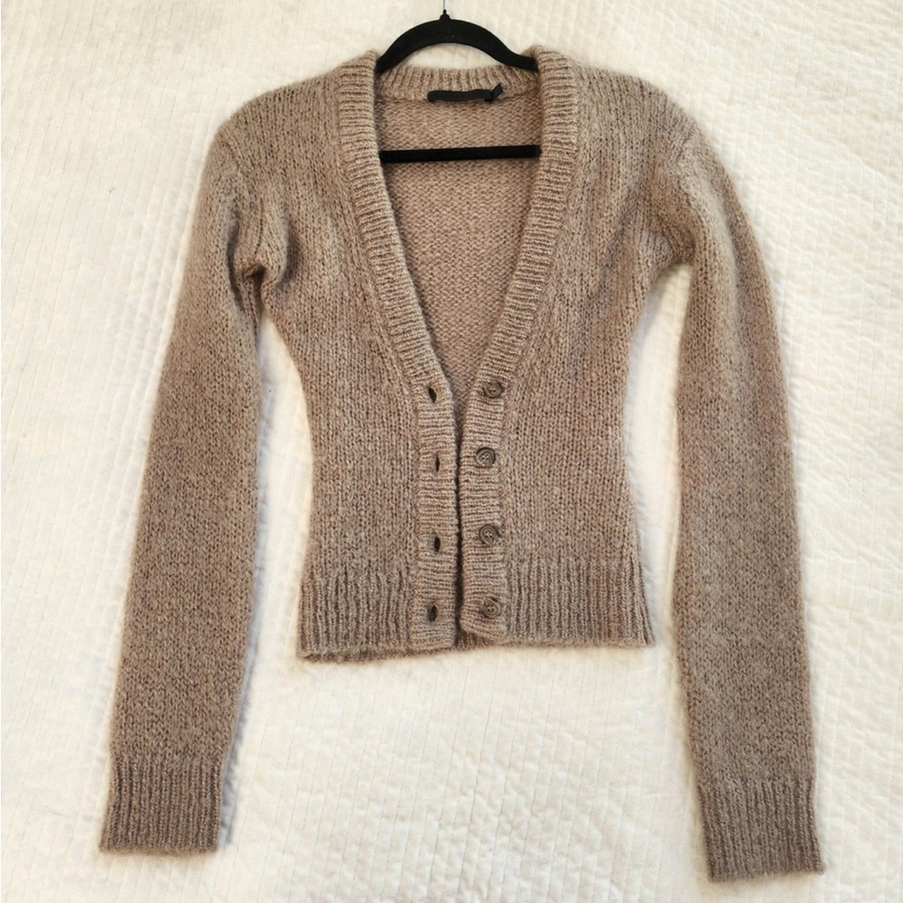 Jenni Kayne dark mohair oatmeal cardigan sweater size XS